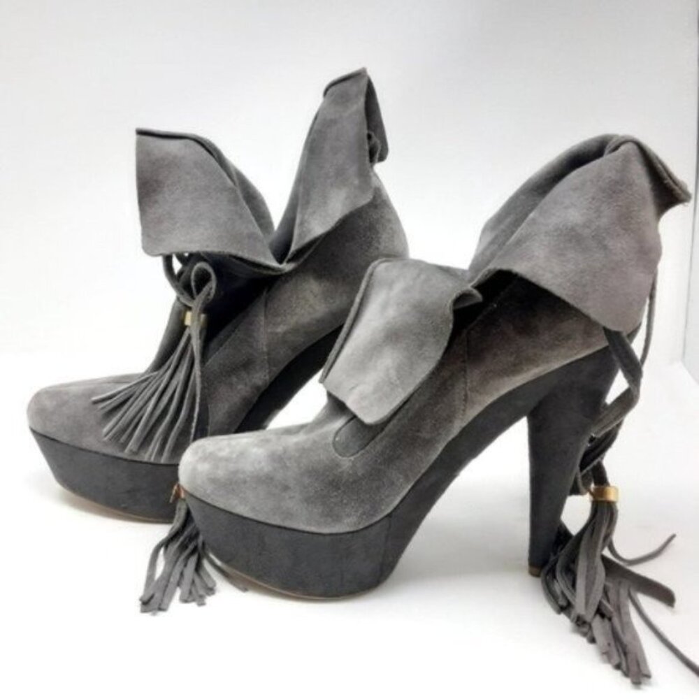 Colin Stuart Gray Tassle Platform Boot 9 - image 3